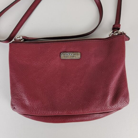 Coach Crossbody Bag Womens Red Vintage Small Pebbled Leather Purse Classic - Picture 2 of 16